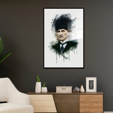 Gaagart Metal Çerçeveli Cam Tablo Kalpaklı Atatürk Portresi