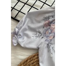 Turuncu Gardrop Turuncu Gardrop Kız Figürlü Şifon Bluz Keten Pantolon Kız Takım
