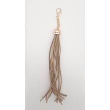 Angel Çanta Aksesuar Süet Nubuk Deri Kovanlı Uzun Püskül Vizon Renk Light Gold Metalli