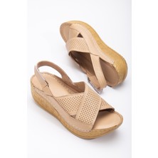 The Dortex Shoes DRTSAN81 Içi Dışı  Deri Dolgu Topuk Hafif Ortopedik Kadın Sandalet