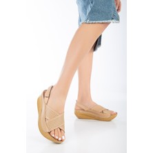 The Dortex Shoes DRTSAN81 Içi Dışı  Deri Dolgu Topuk Hafif Ortopedik Kadın Sandalet