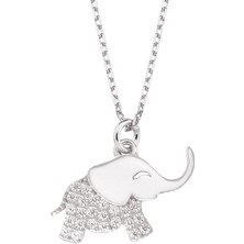 Altın Sepeti Beyaz Altın Fil Kolye