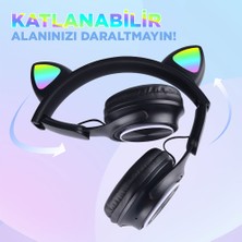 FUJİMAX M6 Pro Cat Rgb LED Işıklı Kedi Kulağı Band Tasarımlı Ayarlanabilir ve Katlanabilir Kulak Üstü Bluetooth Kulaklık