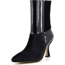 Shoe Love Yarı Suni Deri Yarı Süet Ince Topuk Bot
