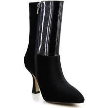 Shoe Love Yarı Suni Deri Yarı Süet Ince Topuk Bot