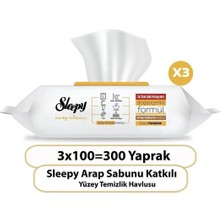 Sleepy Yüzey Temizlik Havlusu Arap Sabunu Katkılı 100 Lü x 3 Adet