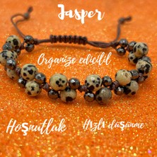 Yıldız Doğal Taş 6mm Ipli Dalmaçyalı Jasper Ayarlanabilir Ölçü Doğal Taş Bileklik