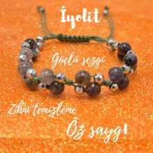 Yıldız Doğal Taş 6mm Ipli Iyolit Ayarlanabilir Ölçü Doğal Taş Bileklik