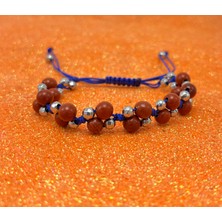 Yıldız Doğal Taş 6mm Ipli Kırmızı Jasper Ayarlanabilir Ölçü Doğal Taş Bileklik