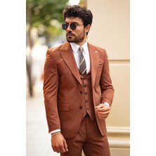 Guild Balkan Slim Fit Kahve Takım Elbise