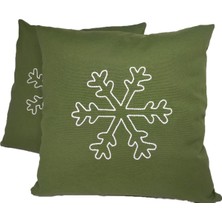 Angel's Collection Kar Tanesi Punch Işlemeli Kırlent Kılıfı Tekli