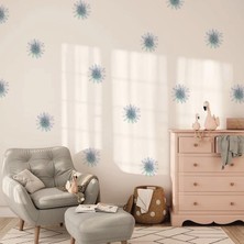 Lizpo Decor Soft Papatya Bohem Vintage Mavi  Çiçek Soft Pastel Boho Tarzı Suluboya Çiçek Duvar Dekorasyon Etiket