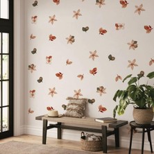 Lizpo Decor Minimalist Sonbahar Soyut Çiçek Boho Tarzı Kabuğu ve Sopa Suluboya Duvar Sticker