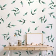 Lizpo Decor Yeşil Botonik Yapraklar Minimalist Botanik Duvar Dekorasyon Sticker Etiket