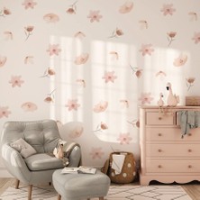 Lizpo Decor Vintage Botanik Soft Renkli Çiçekli  Duvar Dekoru, Boho Bohem Tarzı Duvar Sticker Dekoarosyon