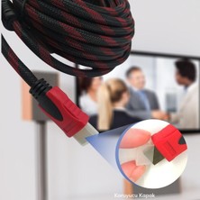 Venelda 10 mt HDMI Kablosu Örgülü Full Hd Görüntü Aktarma Kablosu -Bilgisayar Uydu Görüntü Ses