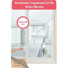 Svein Ayarlanabilir Pratik Pencere Cam Kapı Sineklik Cırt Bantlı Hazır Yapışkanlı 125 cm x 150 cm - 5,6 mt