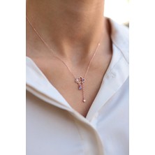 Sunshine 925 Ayar Rose Kaplamalı Mor Taşlı Bulut Gümüş Kolye