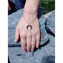 Sunshine 925 Ayar Rose Kaplamalı Siyah Taşlı Ay Gümüş Şahmeran