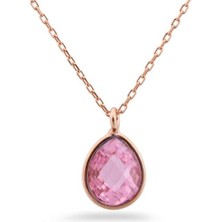 Sunshine 925 Ayar Rose Kaplamalı Pembe Damla Kesim Minimal Tasarım Gümüş Kolye