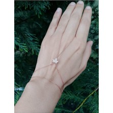 Sunshine 925 Ayar Rose Kaplamalı Beyaz Taşlı Yaprak Tasarım Gümüş Şahmeran