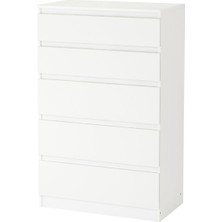 IKEA 5 Çekmeceli Şifonyer, Kullen  Beyaz Renk 70X112 cm Komodin