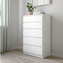 IKEA 5 Çekmeceli Şifonyer, Kullen  Beyaz Renk 70X112 cm Komodin