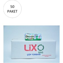 Lixo Büyük Boy Çöp Torbası 65 x 80 cm 10'lu Rulo x 50 Paket  500 Adet Mavi