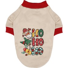 Göktürk Pati Evi Krem Pet Kıyafet Ho Ho Ho Kedi & Köpek Sweatshirt