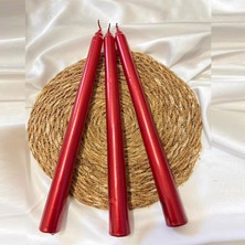Kuzey Oyuncak 10 Pcs Chrıstmas Candle Metallıc Brıght Red Candlestıck 10 Adet Kırmızı Şamdan Mumu Yılbaşı Mumları