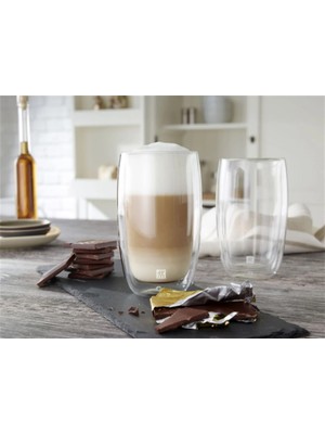Zwilling Çift Camlı 2'li Latte Macchiato Bardak Seti 350 ml Şeffaf Cam Malzeme ile Desensiz