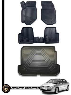 Black Gold Renault Megane 2 3D Havuzlu Paspas Sedan + Bagaj Havuzu Ikili Set