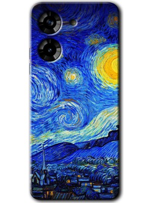 Gramaphone Tecno Pova 5 Kılıf Hd Desen Baskılı Arka Kapak + Kırılmaz Cam - Starry Night