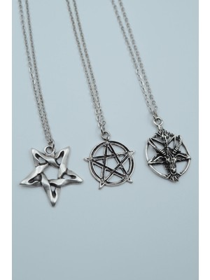 Had Safha Accessories 3'lü Pentagram Ters Pentagram Keçi Kafası Kolye Seti