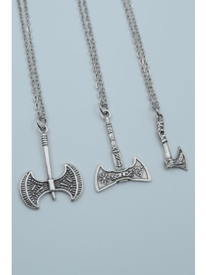 Had Safha Accessories 3'lü Viking Balta Viking Çift Taraflı Balta Kolye Seti