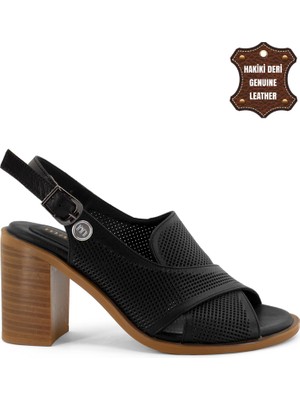 Mammamia Kadın Deri Sandalet Siyah