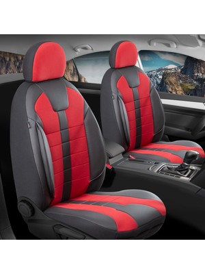 Fresh Start Honda Legend Uyumlu Lüx Deri Detaylı Oto Koltuk Kılıfı Ön Arka Takım Vista Serisi Siyah Kırmızı Fs
