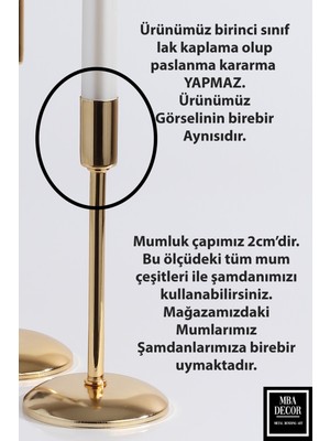 MBA Decor Metal Bending Art 3'lü ( Üçlü ) Düz Ayak Gold Şamdan Mumluk Dekoratif Mumluk Paslanmaz Kaplama Ev Dekorasyon