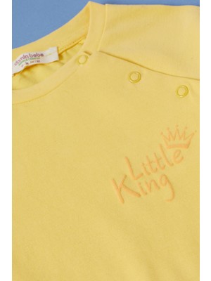 Damla Bebe Sarı Little King Baskı Erkek Bebek Takım 17314