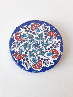 Kapadokya Hediyelik Şık Desenli, Taşlı, Çift Taraflı,yuvarlak Ince 7 cm Cep, Çanta, Makyaj Aynası