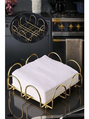 Alsi Home Dekoratif Metal Paslanmaz Gold Peçetelik Dolu Çelik Altın Kaplama