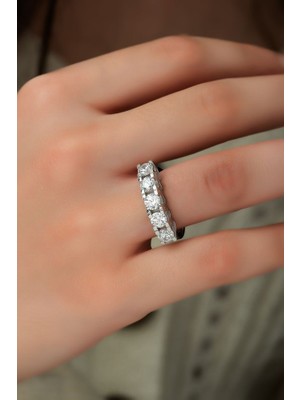 Sunshine Swarovski Zirconia 5 Taşlı 925 Ayar Gümüş Yüzük