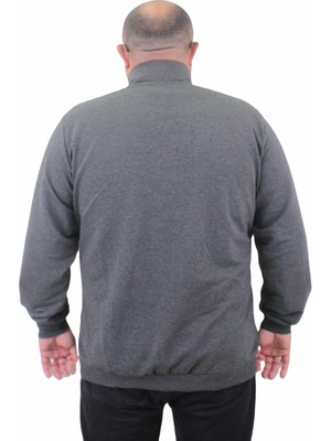 Moc Grande Mocgrande Büyük Beden Basic Mevsimlik Fermuarlı Sweatshirt 22750 Grı Melanj