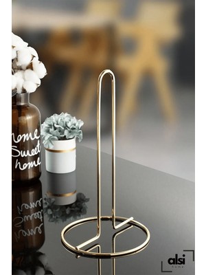 Alsi Home Metal Kağıt Havluluk Dolu Çelik Gold Kaplama Dik Havlu Peçetelik Standart ve Büyük Boy Rulo