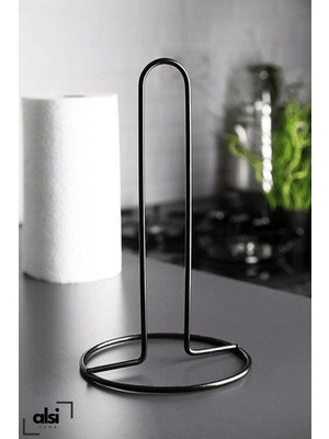 Alsi Home Siyah Kağıt Rulo Havluluk Metal Havlu Kağıt Peçetelik Tezgah Üstü Kağıt Havluluk