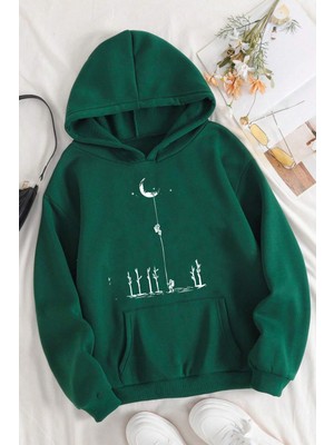 Uygun Tarz Siyah Saturn Sweatshirt