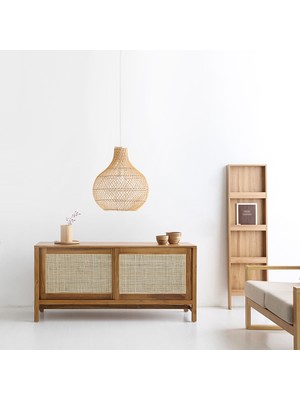 Elzey Home Rattan Dekoratif Sarkıt Avize 35X32 cm Naturel