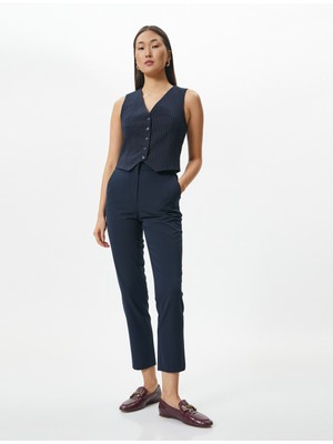 Koton Kumaş Cigarette Pantolon Cepli Yüksek Bel