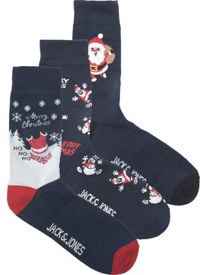 Jack & Jones 3'lü Yilbasi Temali Çorap-Santa