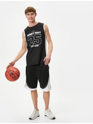 Koton Oversize Sporcu Atleti Slogan Baskılı Kolsuz Bisiklet Yaka